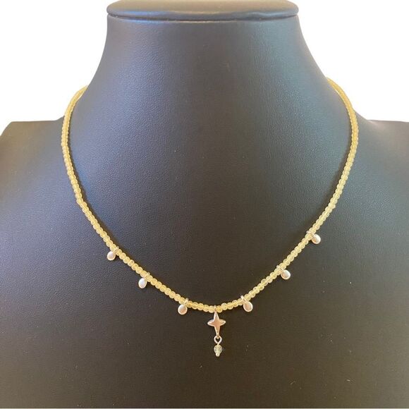 Citrine Charm Beaded Collar Necklace. - Picture 4 of 6